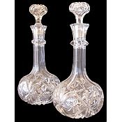 Pair cut glass decanters