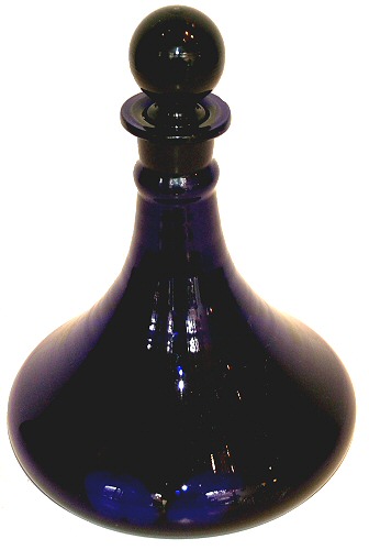 Antique blue glass decanter