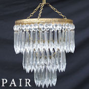 Pair of Edwardian Icicle drop chandeliers
