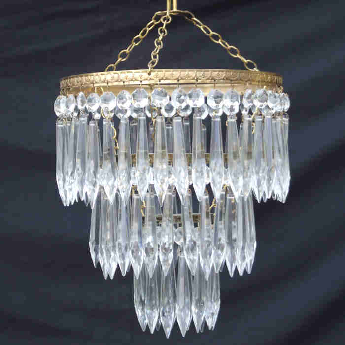 Pair of Edwardian Icicle drop chandeliers