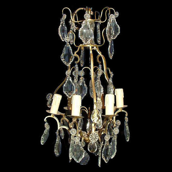 Five Arm Cage French Antique Chandelier