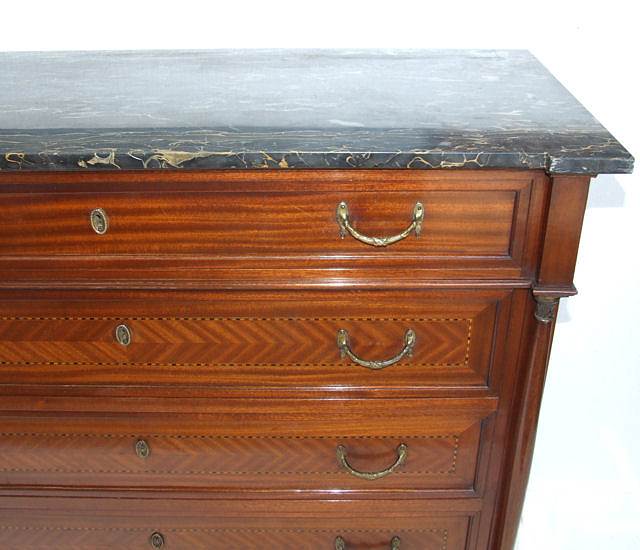 Empire Revival Mahogany Marble Top Antique Commode