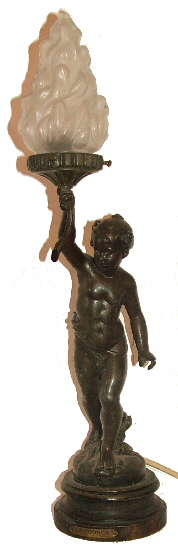 Antique spelter lamp