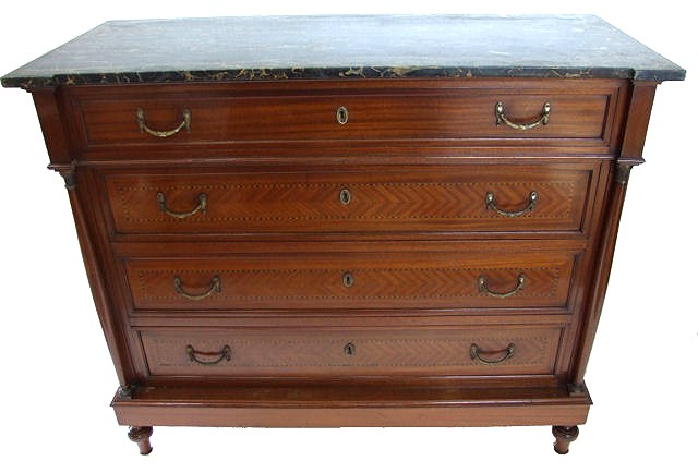 Empire Revival Mahogany Marble Top Antique Commode