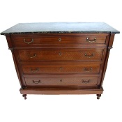Empire Revival Mahogany Marble Top Antique Commode