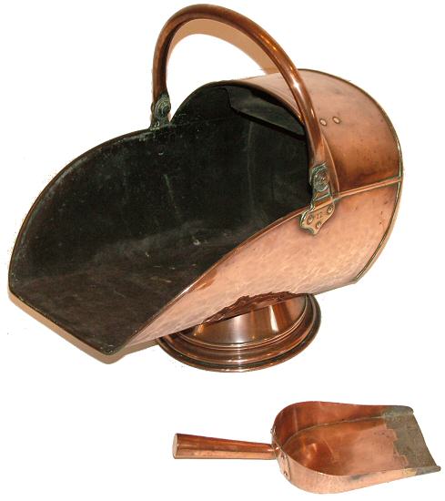 Antique copper coal skuttle