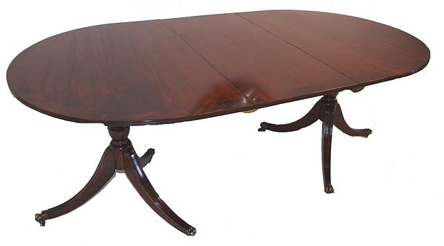Edwardian Twin Pillar Mahogany Dining Table 