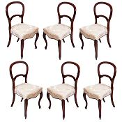 6 Victorian balloon back dining chairs