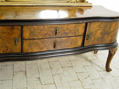 Italain antique burr walnut Cheval mirror