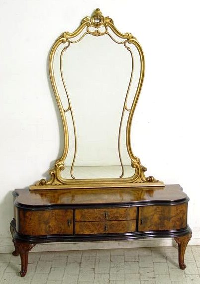Italain antique burr walnut Cheval mirror