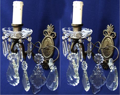 pretty pair of antique wall lights