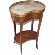 antique kidney shaped marble top kingwood and mahogany side table