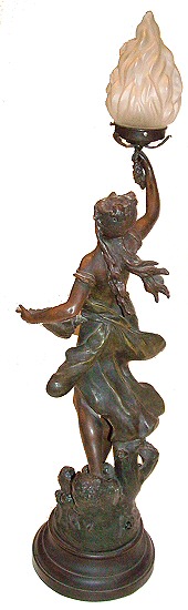 Antique spelter lamp