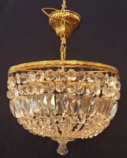 Large Bag Chandelier with extra wide brass rim