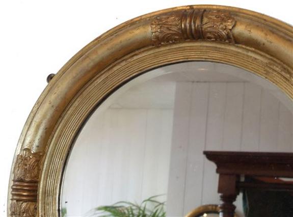 19th Century gilt circular antique mirror 