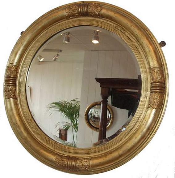 19th Century gilt circular antique mirror 