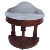 Victorian mahogany marble top demi lune washstand