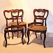 Set of 4 Walnut Victorian Balloon back dining chairs