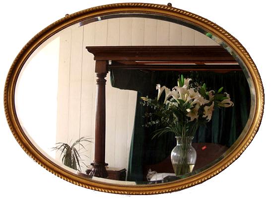 Victorian Oval Gilt bevel edge mirror
