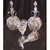 matching 19th century pair of decanters and glasses