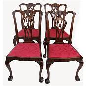 set of 4 Chippendale style dining chairs