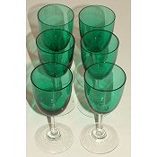 set six antique bristol green glasses