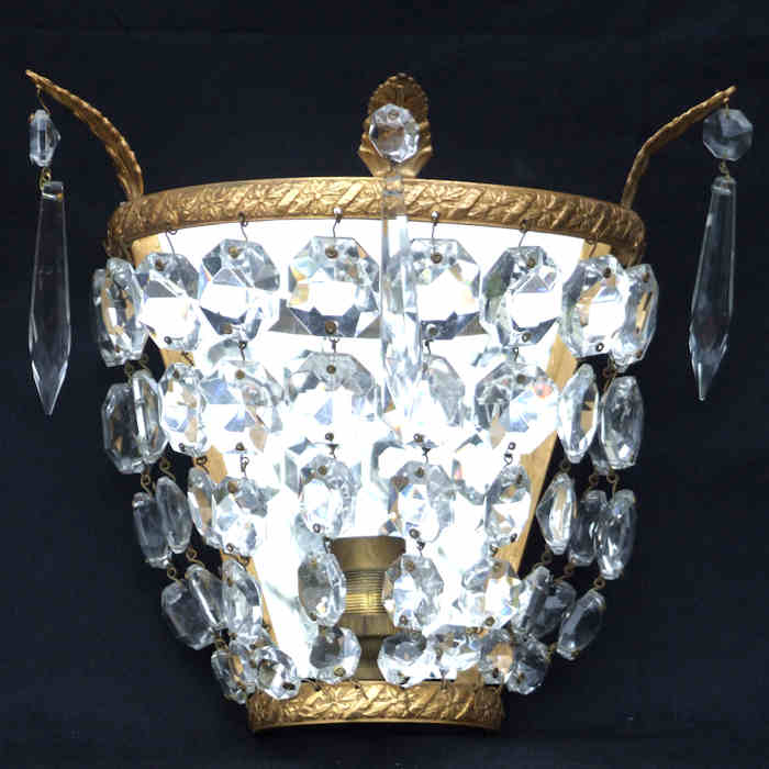 Three Antique Mirror Back Wall Lights