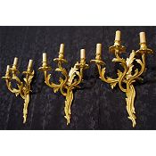 Impressive matching Italian gilt bronze wall lights