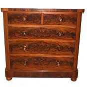 Flame Veneered Victorian Mahogany Chest of Drawers