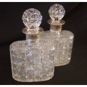pair of matching Edwardian  whisky decanters
